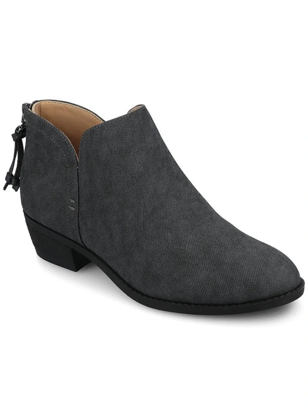 Journee Collection Gray Suede-Look Ankle Booties